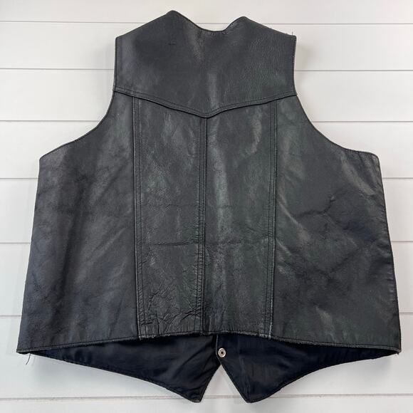 Tuff Hide Apparel Vintage Black Leather Motorcycle Vest Men's size Large - Picture 2 of 8